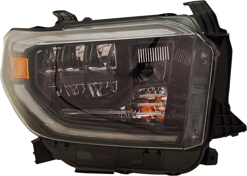 LED Headlight Assembly for Toyota Tundra 2019-2021, Right (Passenger) Side, Black Interior with Smoked Chrome Accent, Replacement