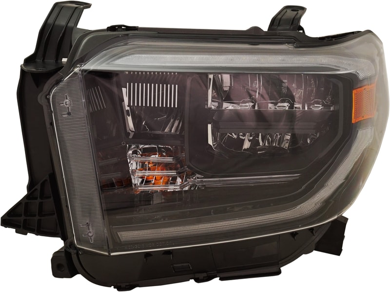 Headlight Assembly for 2019-2021 Toyota Tundra, Left (Driver) Side, LED, Black Interior with Smoked Chrome Accent, Replacement