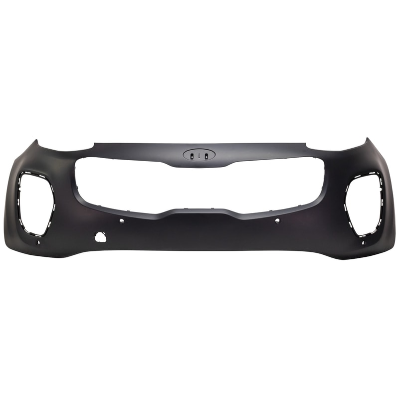 Front Bumper Cover for Kia Sportage 2017-2019, Upper, Primed (Ready to Paint), with Parking Aid Sensor Holes, All-Wheel Drive, Replacement