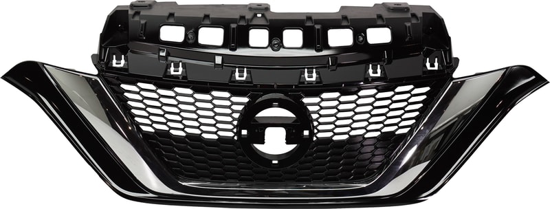 Grille for Nissan Versa Note 2017-2019, Painted Black Insert with Chrome Molding, Replacement