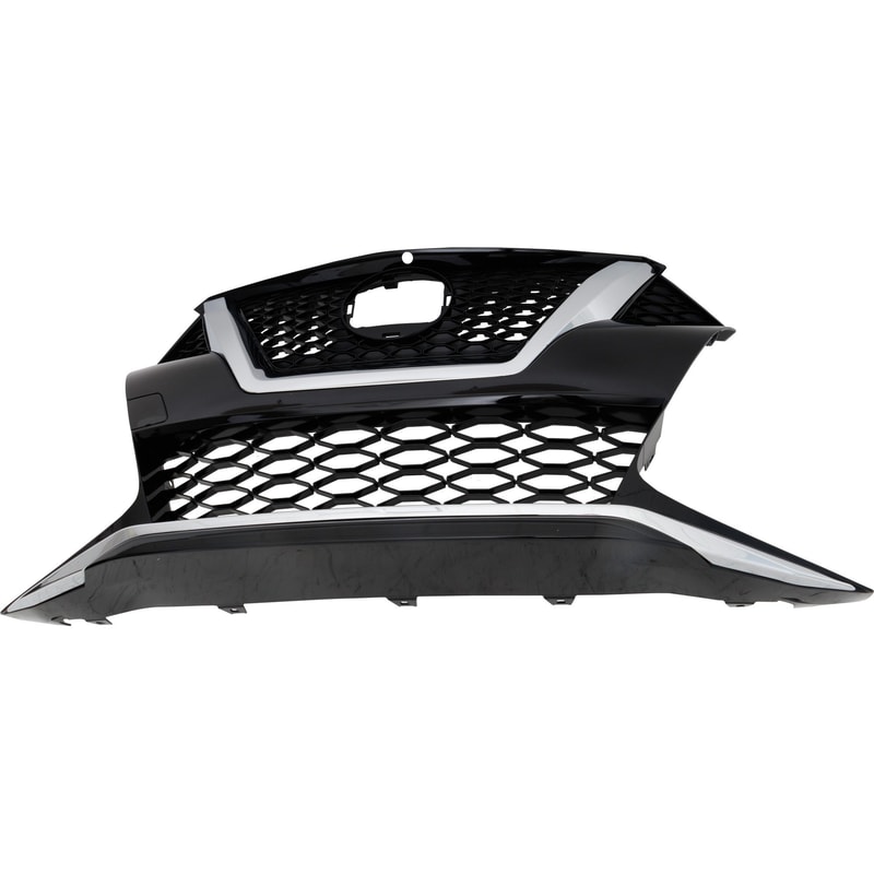 Painted Black Grille for Nissan Maxima 2019-2023 Models with Chrome Moulding, Platinum/SR with Premium Package, Replacement