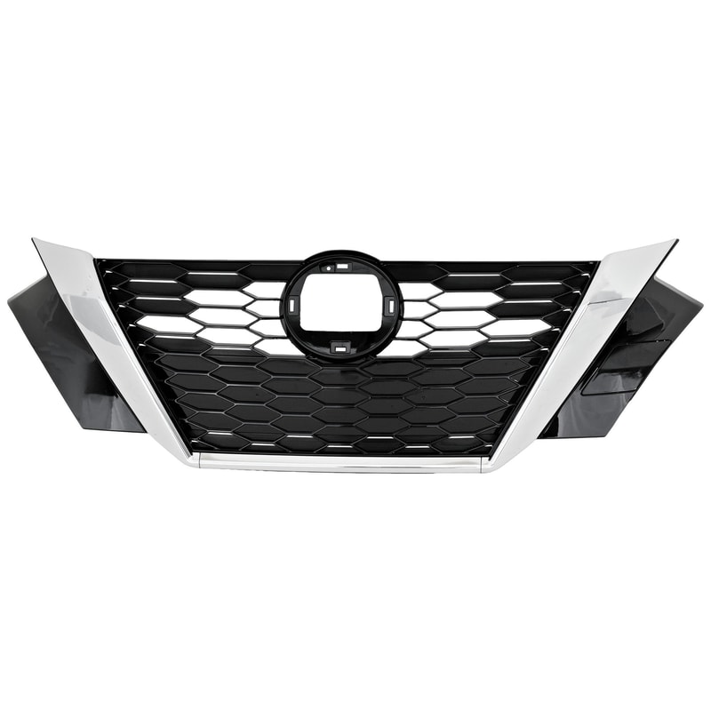 Grille for Nissan Sentra 2020-2023, Black Shell with Chrome Insert, without Camera Hole, Replacement