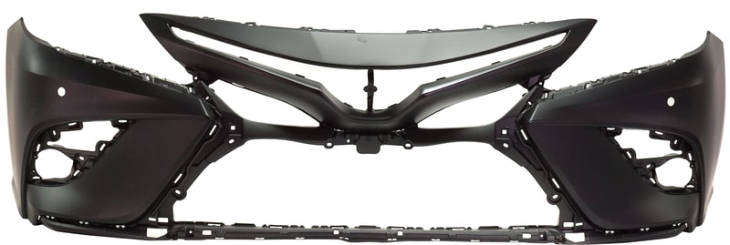 Front Bumper Cover for Toyota Camry 2018-2019, Primed (Ready to Paint), Without TRD Package, Without Camera Hole, With Parking Aid Sensor Holes, XSE Model, Replacement
