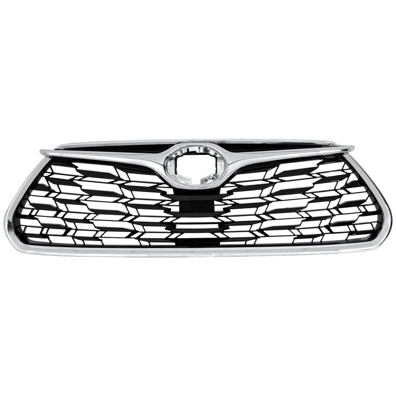 Grille for Toyota Highlander 2020-2023, Black Shell with Chrome Insert, without Camera Hole, Limited Model, Replacement