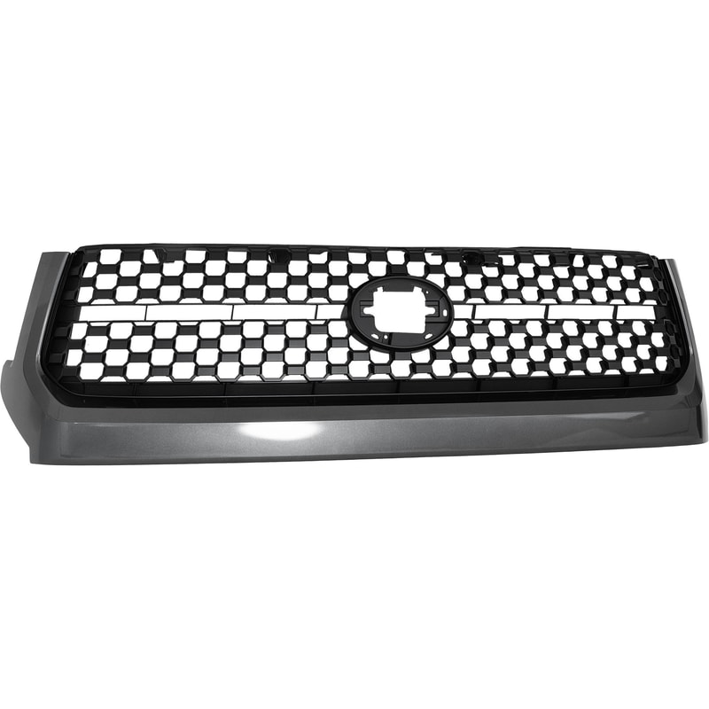 Standard Type Grille for Toyota Tundra 2018-2020, Painted Black Shell and Insert with Gray Frame, Without Chrome Surround, Replacement