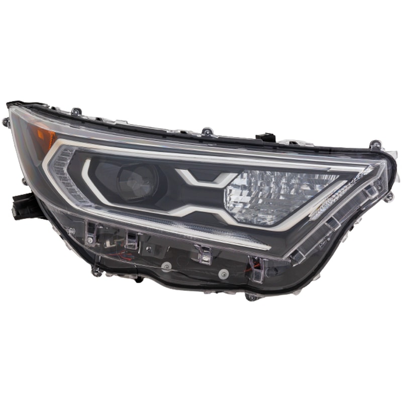 Headlight Lens and Housing for Toyota RAV4 Hybrid 2019-2021, Right (Passenger), Halogen, Without Adaptive Headlight, for Limited/XLE/XLE Premium/XSE Hybrid Models, Japan Built Vehicle, Replacement (CAPA Certified)