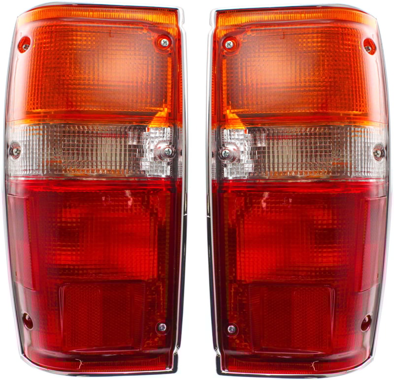 Tail Light Assembly Pair/Set for 1984-1989 Toyota 4Runner with Chrome Trim, Right (Passenger) and Left (Driver) Side, Replacement