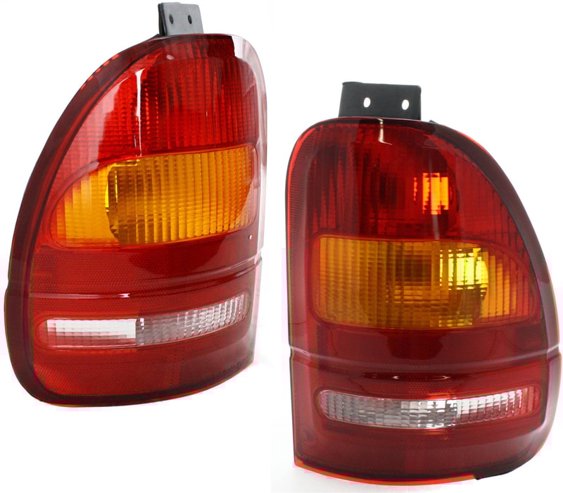 Tail Light Lens and Housing Pair/Set for 1995-1998 Ford Windstar, Right (Passenger) and Left (Driver) Replacement