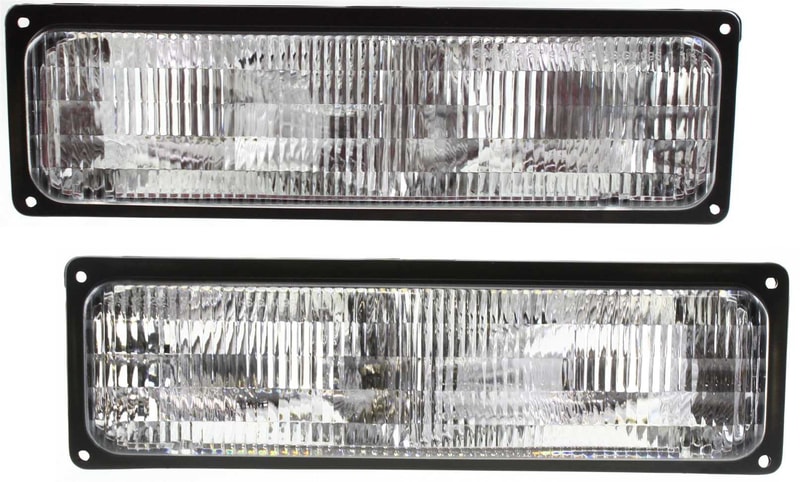 Front Turn Signal Light Pair/Set for Chevrolet C/K Full Size Pickup 1994-2001, Right (Passenger) and Left (Driver), Lens and Housing with Composite Headlights Replacement