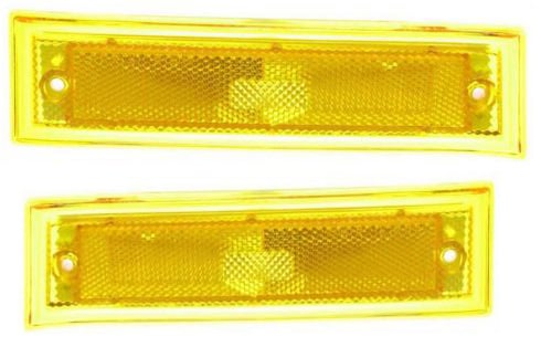 Front Side Marker Light Pair/Set for 1981-1991 Chevrolet Suburban, Right (Passenger) and Left (Driver) Lens and Housing without Chrome Trim, Replacement
