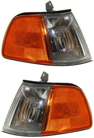 Corner Light Assembly Pair/Set for 1990-1991 Honda Civic, Right (Passenger) and Left (Driver), Replacement
