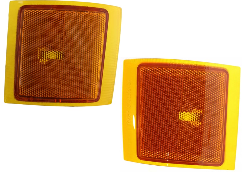 Pair/Set - Front Side Marker Light Lower Right (Passenger) and Left (Driver) for Chevrolet C/K Full Size Pickup 1994-2000, with Dual Sealed Beam Headlights, Lens and Housing, Reflector, Replacement