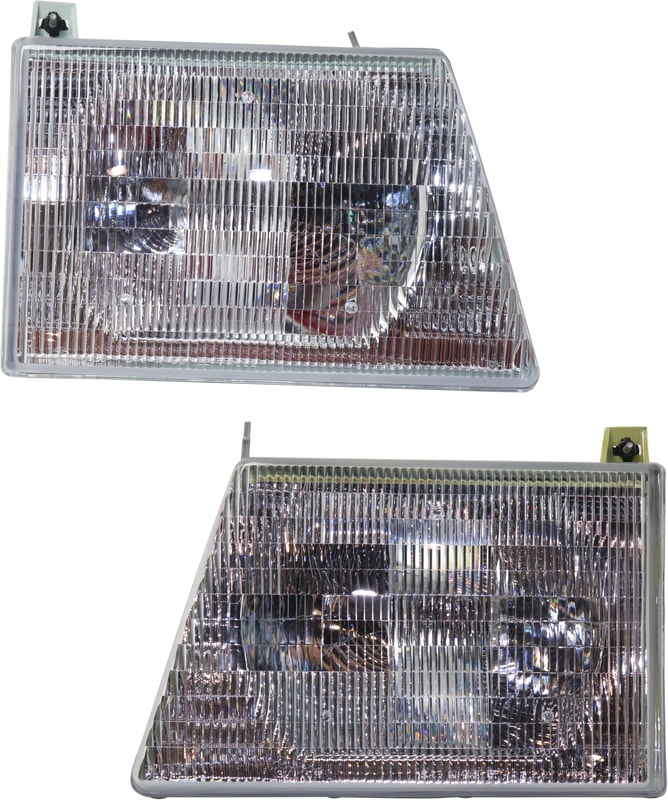 Headlight Assembly Pair/Set for 1992-1996 Ford Econoline Van, Right (Passenger) and Left (Driver) Halogen Composite Type Replacement