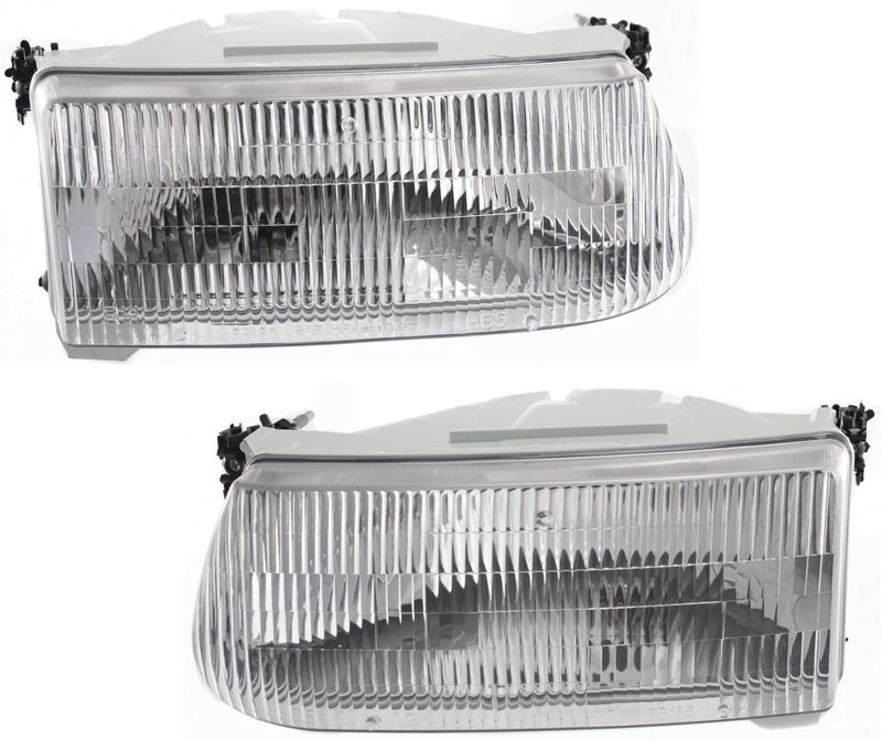 Headlight Assembly Pair/Set for Ford Explorer 1995-2001/Mercury Mountaineer 1997, Right (Passenger) and Left (Driver), Halogen, Replacement