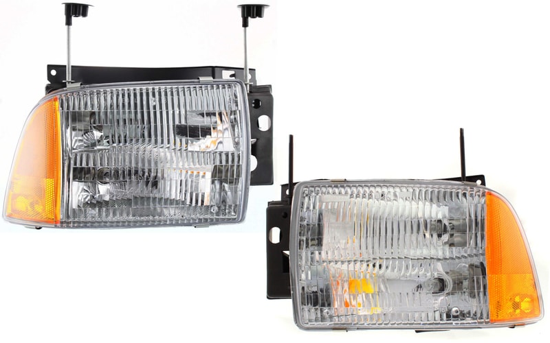 Headlight Assembly Pair/Set for Chevrolet Blazer 1995-1997, Right (Passenger) and Left (Driver), Composite, Halogen, Replacement