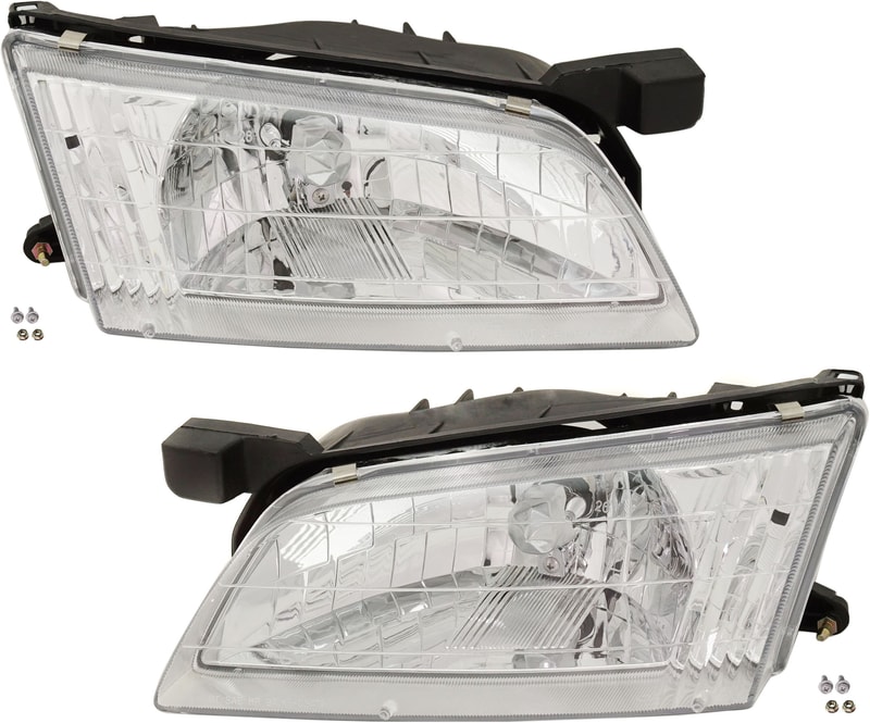 Headlight Assembly Pair/Set for Nissan Altima 1998-1999, Right (Passenger) and Left (Driver), Halogen, Replacement