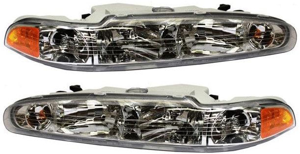 Pair/Set - Headlight Assembly for Oldsmobile Intrigue 1998-2002, Halogen, Includes Right (Passenger) and Left (Driver), Replacement