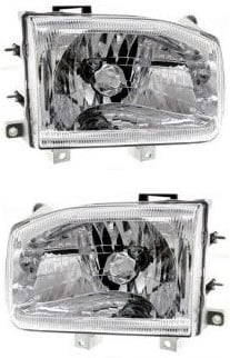 Headlight Assembly Pair/Set for 1999-2004 Nissan Pathfinder, Right (Passenger) and Left (Driver), Halogen, From 12-1998 Replacement