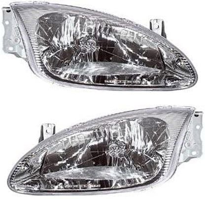Headlight Assembly for Hyundai Elantra 1999-2000, Includes Right (Passenger) and Left (Driver) Halogen Headlights, Replacement Set