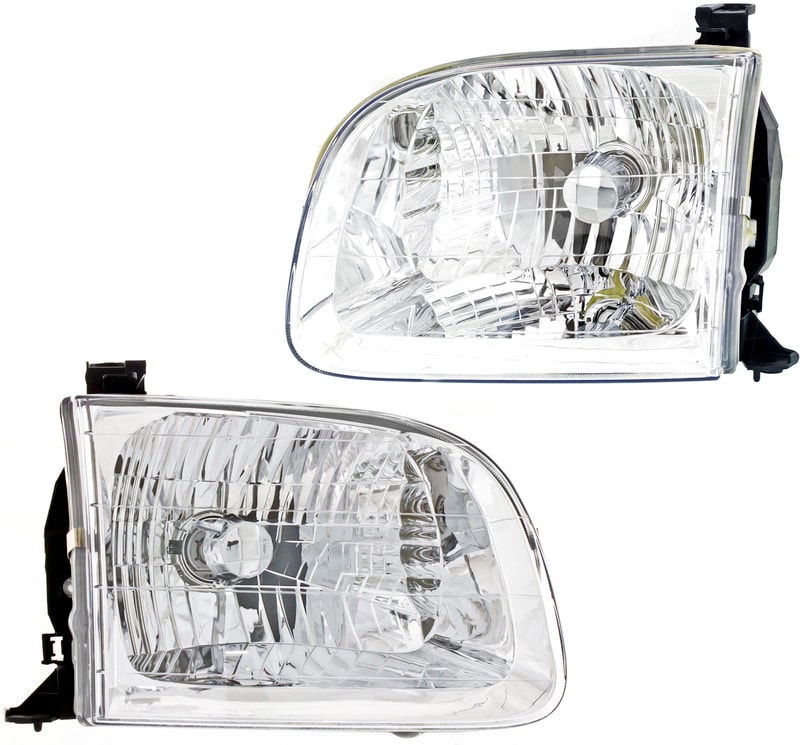 Headlight Assembly Pair/Set for 2001-2004 Toyota Sequoia and 2003-2004 Tundra Crew Cab, Right (Passenger) and Left (Driver), Replacement