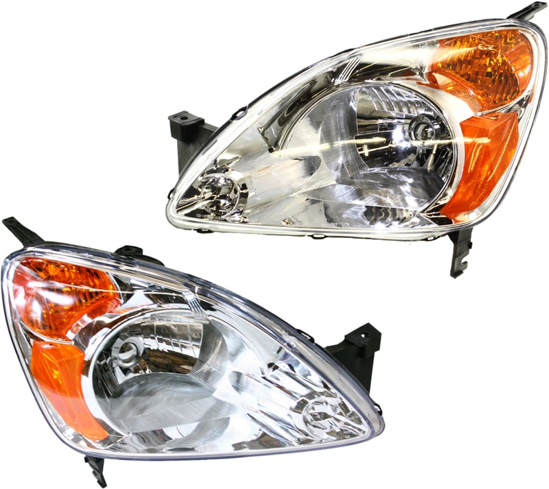 Headlight Pair/Set for Honda CR-V 2002-2004, Includes Right (Passenger) and Left (Driver) Headlights, Lens and Housing, Halogen, Replacement