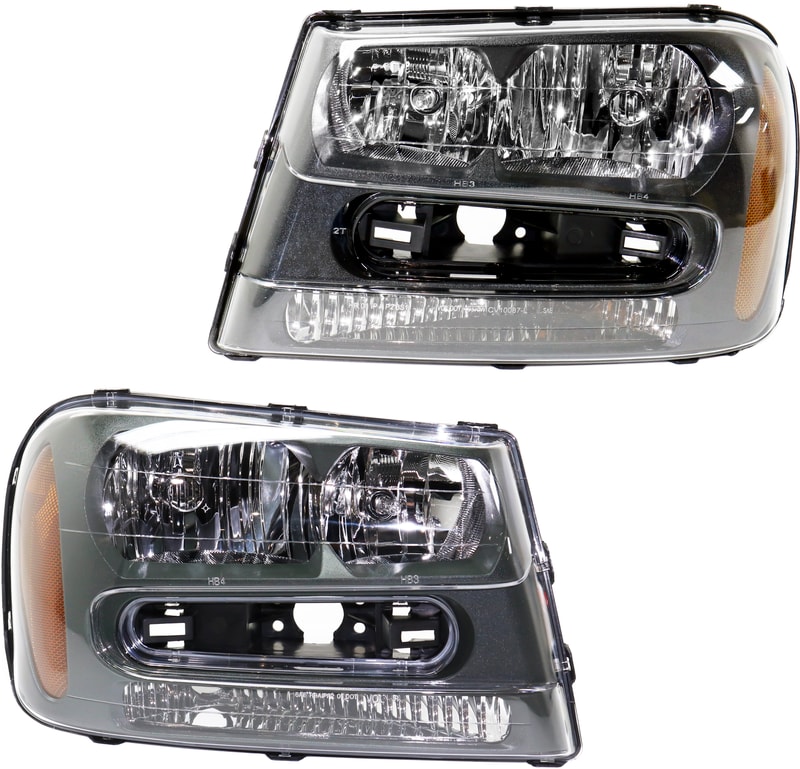 Pair/Set - Composite Headlight Assembly for 2002-2009 Chevrolet Trailblazer, Halogen, Right (Passenger) and Left (Driver) Except 2006-2009 LT / 2008 LS Models - Replacement