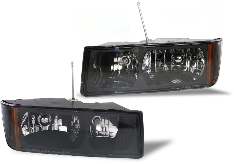 Headlight Assembly for 2002-2006 Chevrolet Avalanche, Halogen, Right (Passenger) and Left (Driver), with Body Cladding, Replacement Pair/Set