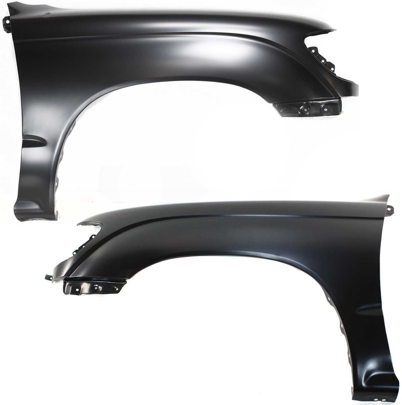 Front Fender Pair/Set for 1995-2000 Toyota Tacoma, Right (Passenger) and Left (Driver), Primed (Ready to Paint), 2WD (Two-Wheel Drive), Excluding Pre-Runner Model, Replacement