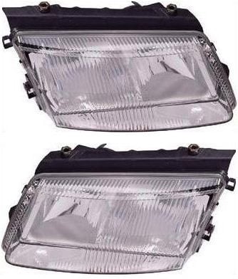 Headlight Pair/Set for Volkswagen Passat 1998-2001, Right (Passenger) and Left (Driver), Halogen, without Bulb, Replacement