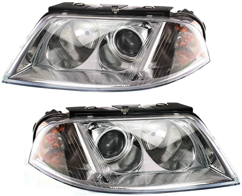 Headlight Assembly Pair/Set for Volkswagen Passat 2001-2005, Right (Passenger) and Left (Driver), Halogen, New Body Style, Replacement