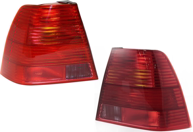 Tail Light Lens and Housing Pair/Set for 1999-2003 Volkswagen Jetta Sedan, Includes Right (Passenger) and Left (Driver) Lights, New Body Style, Replacement