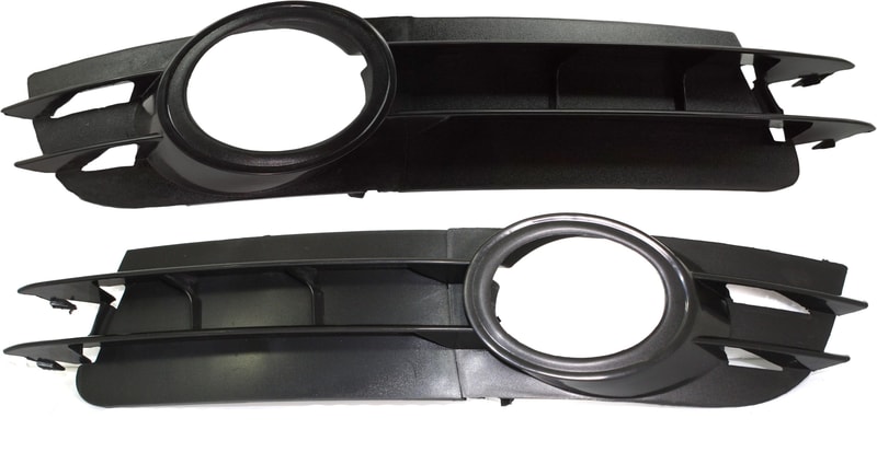 Front Fog Light Molding Pair/Set for Audi A6 2005-2008, Right (Passenger) and Left (Driver), Black, without S-line Package, Replacement