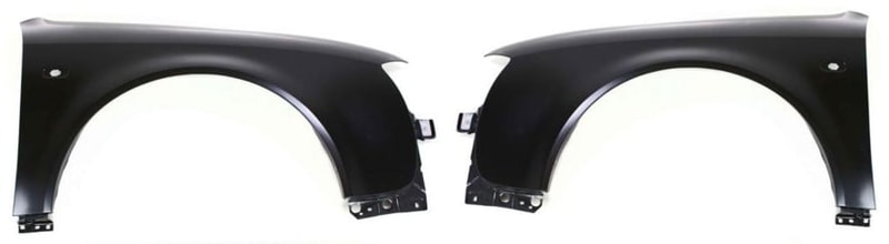 Front Fender Pair/Set for Audi A6 1998-2001, Right (Passenger) and Left (Driver), Primed (Ready to Paint), 6 Cylinder, Replacement