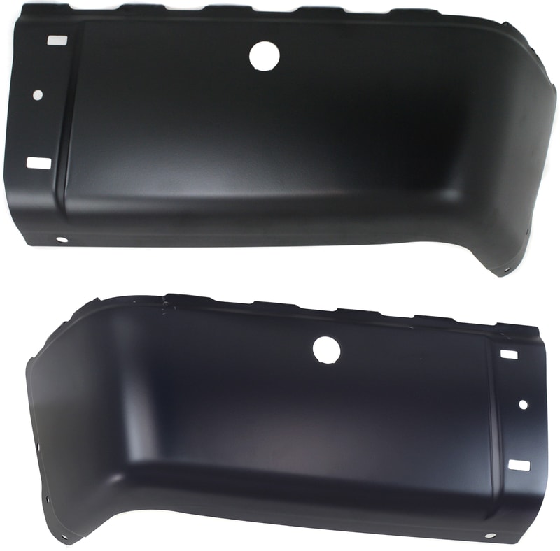 Rear Bumper End Pair/Set for Chevrolet Silverado / Sierra 2007-2014, Black Face Bar with Sensor Holes, Right (Passenger) and Left (Driver), Fits 2007 Non Classic, Replacement