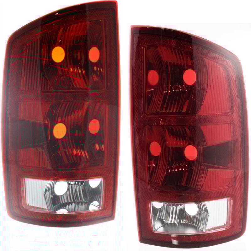 Tail Light Pair/Set for Dodge Full Size Pickup 2002-2006, Right (Passenger) and Left (Driver), Lens and Housing without Circuit Board, New Body Style, Replacement