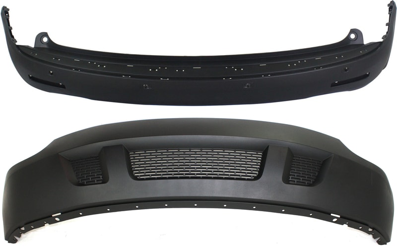 Front and Rear Bumper Cover Set for GMC Acadia 2007-2012, Lower, Textured, Excluding Denali Model, Replacement