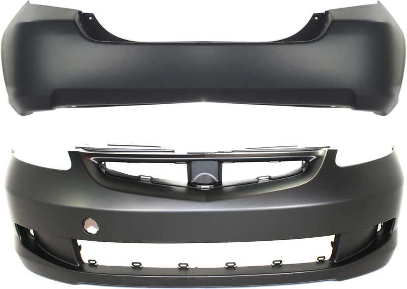 Front and Rear Bumper Cover Set for 2007-2008 Honda Fit, Set of 2, Primed (Ready to Paint), Excludes Sport Model, Replacement