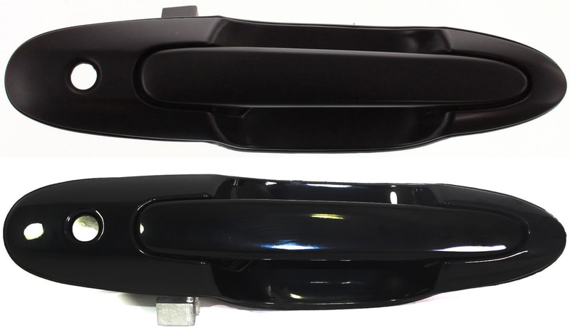 Front Exterior Door Handle Pair/Set for 2000-2006 Mazda MPV, Right (Passenger) and Left (Driver), Smooth Black, with Keyhole, Plastic Replacement