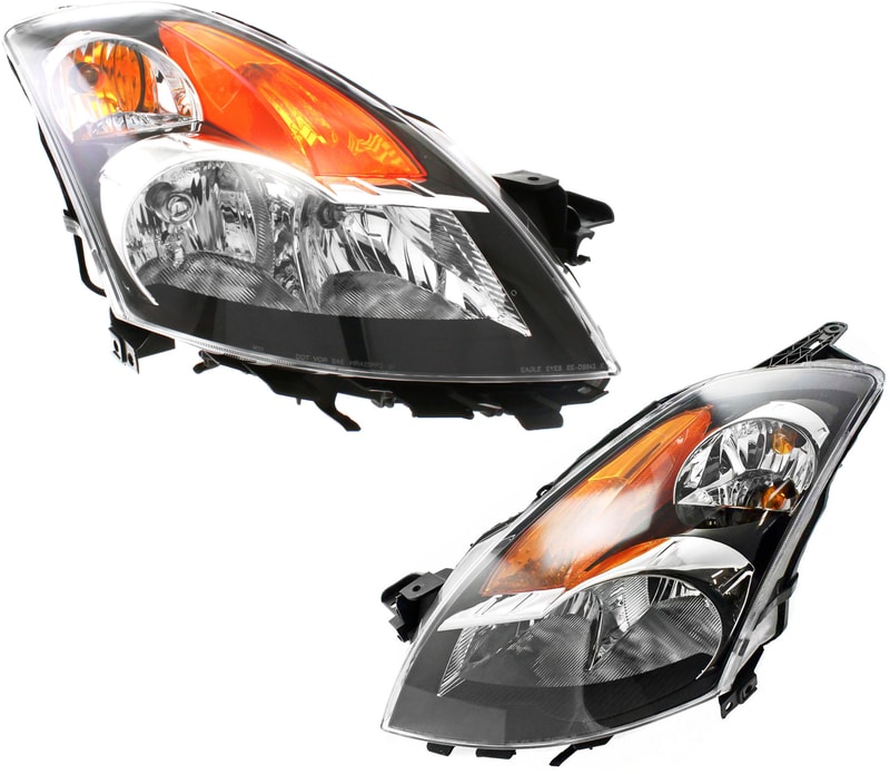 Headlight Assembly for 2007-2009 Nissan Altima, Right (Passenger) and Left (Driver), Halogen, Replacement Pair/Set