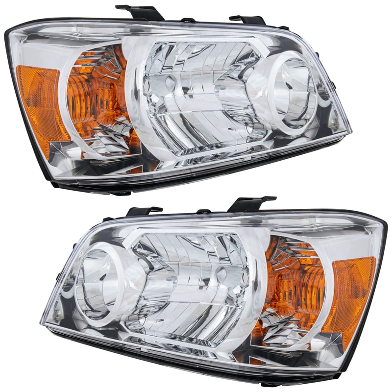Headlight Lens and Housing Pair/Set for 2007 Toyota Highlander, Right (Passenger) and Left (Driver), Replacement
