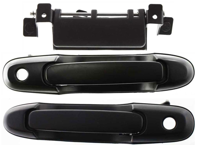 Front and Rear Door Handle Pair/Set for 1998-2003 Toyota Sienna / 2001-2007 Sequoia, Right (Passenger) and Left (Driver), Pair/Set of 3, Smooth Black Replacement