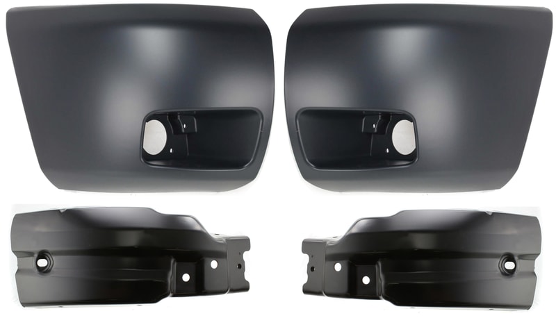 Front Bumper End Right (Passenger) and Left (Driver) for Chevrolet Silverado 1500, Pair/Set of 4-pieces, Years 2007-2013, Excludes 2007 Classic Model, Replacement