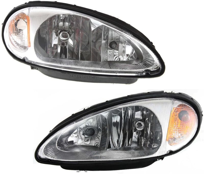 Headlight Assembly for Chrysler PT Cruiser 2001-2005, Right (Passenger) and Left (Driver) Halogen Replacement Pair/Set
