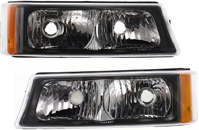 Signal Light Pair/Set for Chevrolet C/K Full Size Pickup 2003-2007, Right (Passenger) and Left (Driver), Lens and Housing Replacement