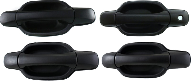 Front Exterior and Rear Door Handle Pair/Set for 2004-2012 Chevrolet Canyon / Colorado, Right (Passenger) and Left (Driver), Textured Black, Plastic Replacement