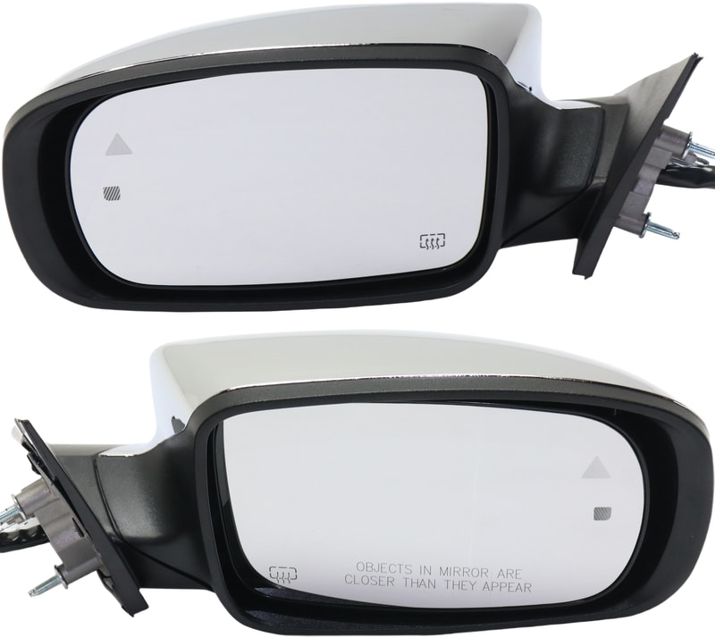 Power Mirror Pair/Set for Chrysler 300 2011-2020 Right (Passenger) & Left (Driver), Manual Folding, Heated, Chrome, with Blind Spot Detection, Memory, Puddle & Signal Light, w/o Auto Dimming, Exc. C Model Replacement