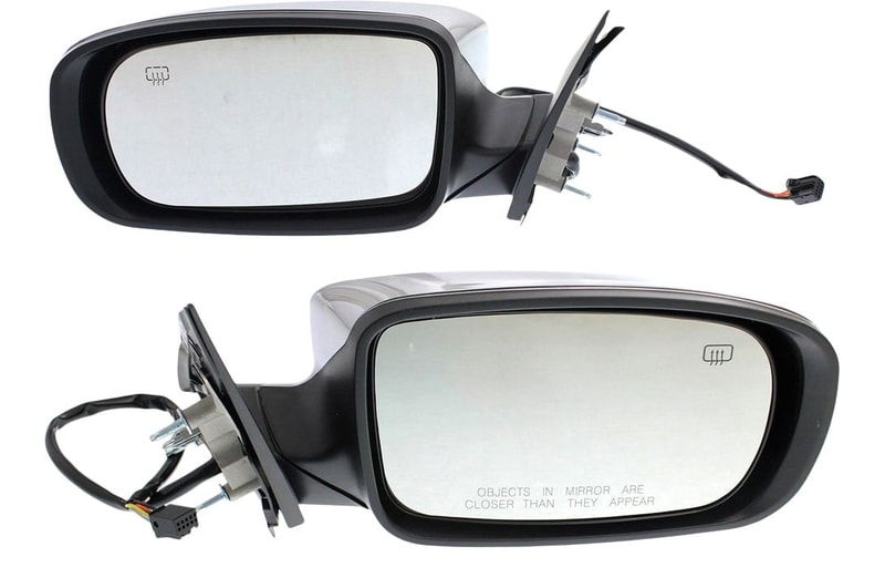 Mirror Pair/Set for Chrysler 300 (2011-2018), Right (Passenger) & Left (Driver), Power Adjustable, Manual Folding, Heated, Chrome Finish, w/o Memory, Replacement
