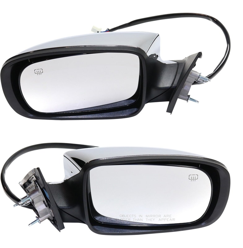 Mirror Pair/Set for Chrysler 300 (2011-2019), Right (Passenger) and Left (Driver), Power Operated, Heated, Manual Folding, Chrome Finish, with Memory Function â€” Replacement