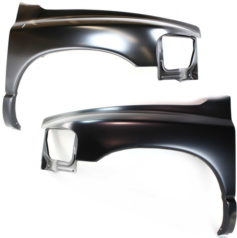 Front Fender Pair/Set for 2002-2005 Dodge Full Size Pickup 1500, 2003-2005 2500/3500, Right (Passenger) and Left (Driver), Primed (Ready to Paint), Steel Replacement