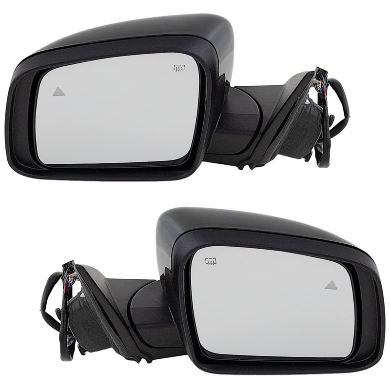 Power Mirror Pair/Set for Dodge Durango 2019-2022, Right (Passenger) and Left (Driver), Manual Folding, Heated, Paintable, with Blind Spot Detection, Replacement